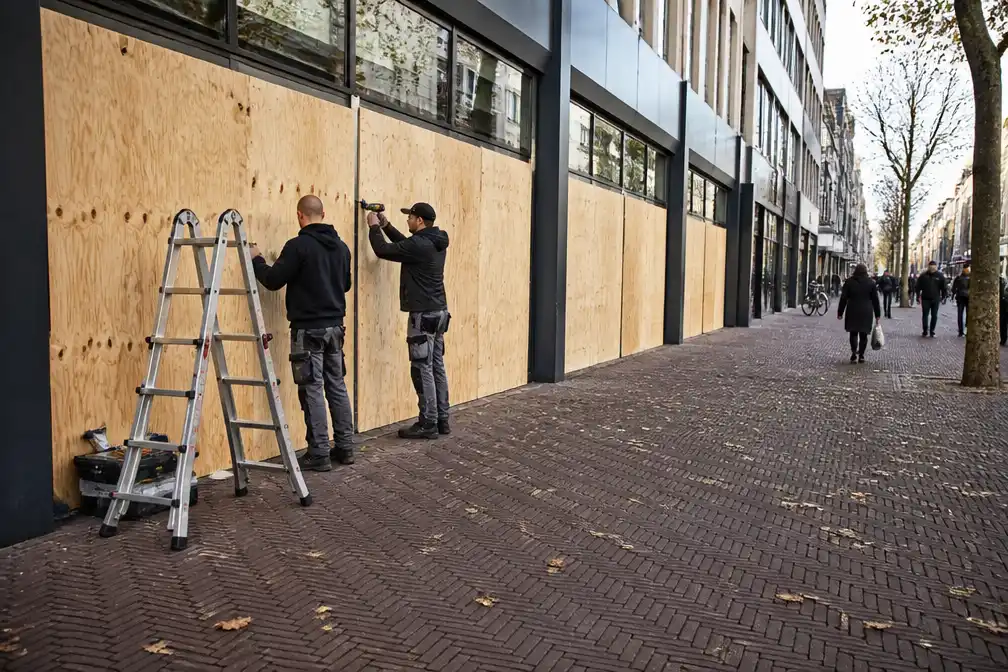 Meer winkels in Den Haag dichtgetimmerd uit vrees voor ongeregeldheden