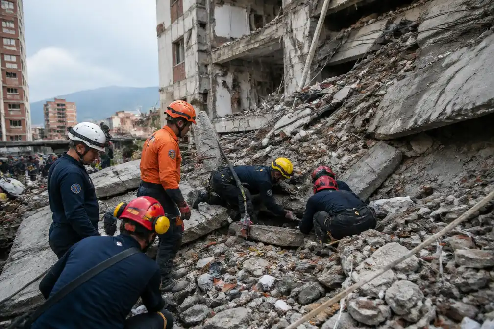 Reddingswerkers bevrijden 43-jarige man na week onder puin in Venezuela