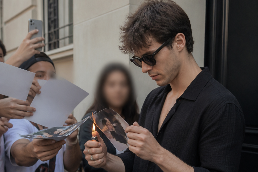 Acteur Hudson Williams probeert foto's handtekeningenjagers te verbranden in Parijs