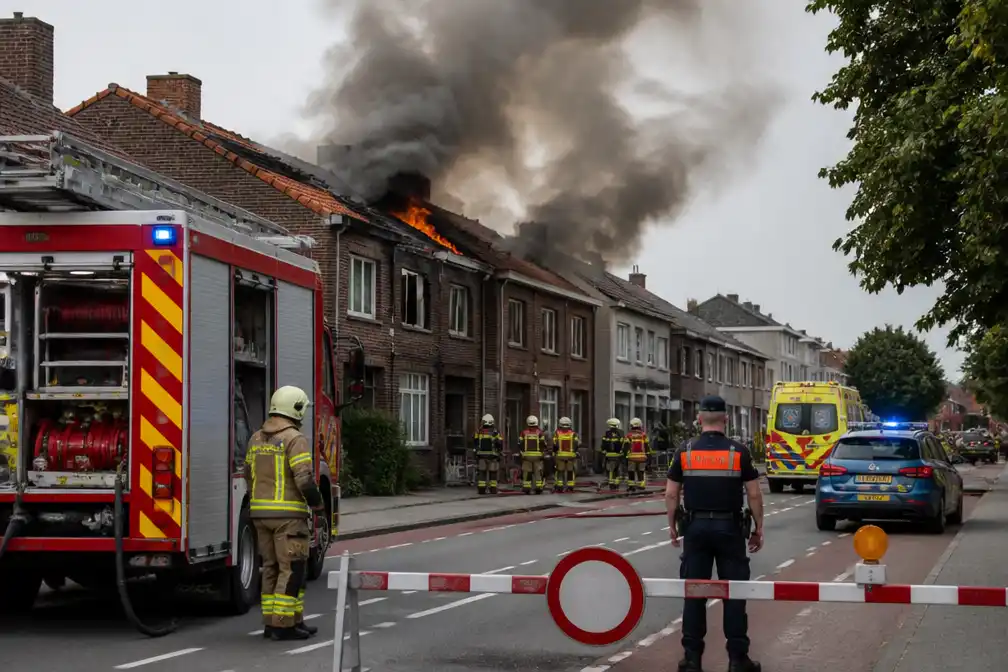 Zware woningbrand in Kessel-Lo: buurt ontruimd, verkeer omgeleid