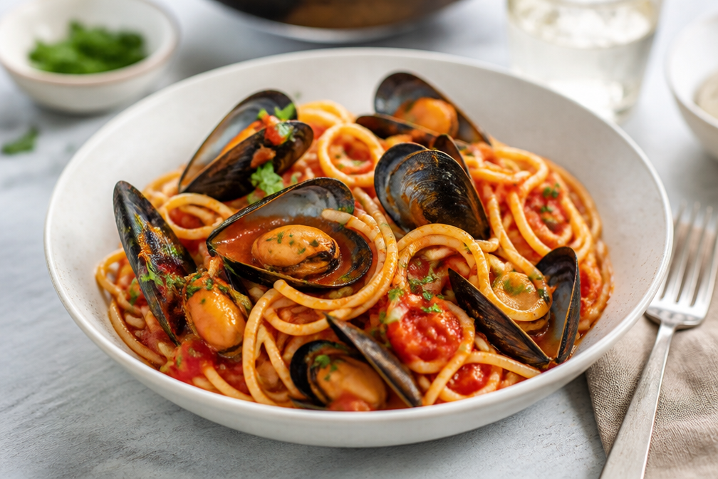 Recept: Spaghetti met mosselen in tomatensaus voor een snelle zomerse maaltijd
