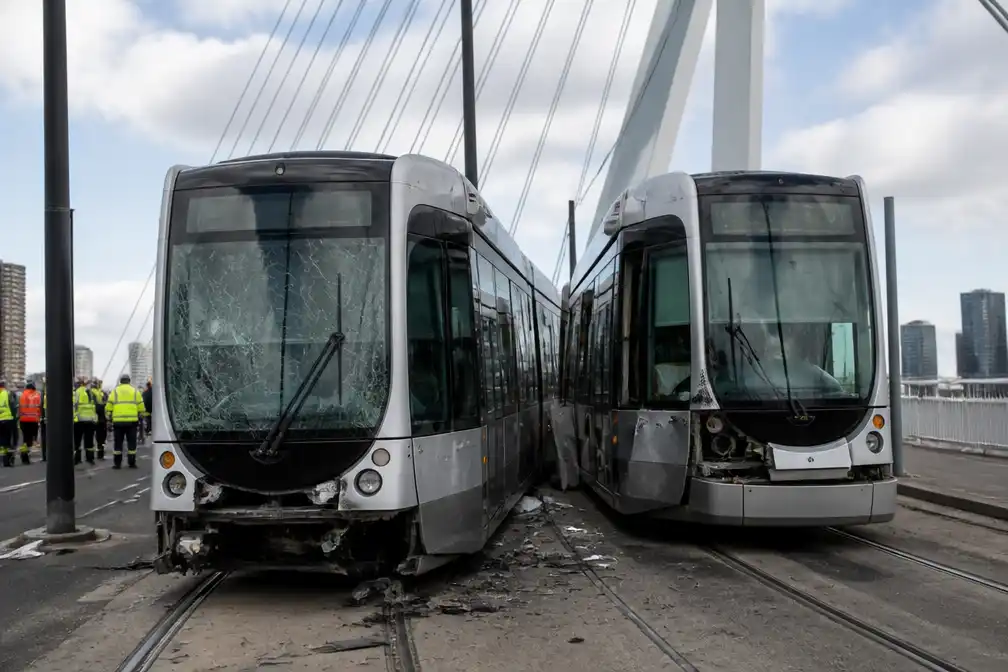 Trambotsing op Erasmusbrug in Rotterdam verwondt 15, passagier herinnert zich 'verwoestende klap'