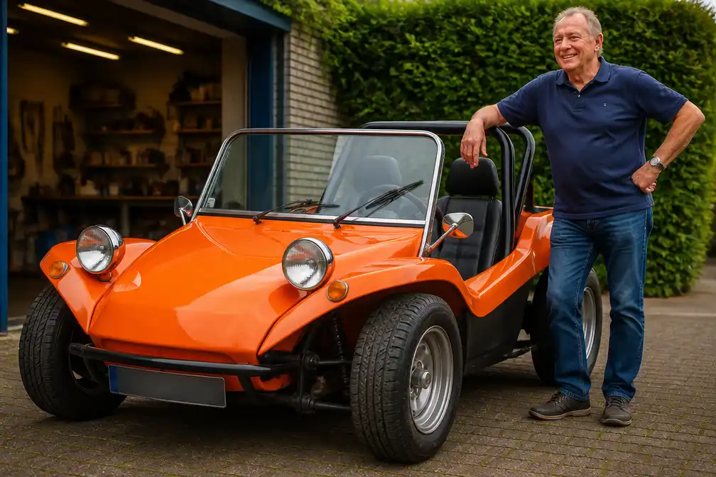Amersfoortse Henny Jore (68) al veertig jaar blij met zelfgebouwde oranje buggy