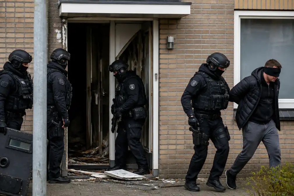 Zwaarbewapende politie blaast deur op en arresteert man in Eindhoven